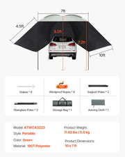Load image into Gallery viewer, SucceBuy Vehicle Awning  Retractable Car Side Awning Car Awning with Waterproof Storage Bag  Suitable for Truck SUV Van Campers
