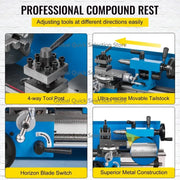 Bild in Galerie-Viewer laden, SucceBuy Mini Metal Lathe Machine 7"x14" 550W 180x350mm Variable Speed + 3 Jaw Chuck for Metalworking Turning Drilling Threading
