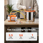 Amocart 3 Gallon / 5 Gallon Vacuum Chamber with 3.5 CFM Single Stage Vacuum Pump for Stabilizing Wood Degassing Silicone Resin