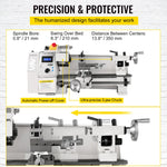 SucceBuy Mini Metal Lathe 8x14'' 2250PRM Variable Speed 600W Metal Working Lathe Milling Machine, Various Types of Metal Turning