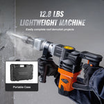 Amocart 1400W Demolition Jack Hammer Electric Jackhammer Heavy Duty 2900 BPM Concrete Breaker 2pcs Chisels Bits Chipping