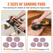 Load image into Gallery viewer, Amocart Random Orbital Sander 350W Brushless Orbital Sander 10000PRM 6 Variable Speed Sanding Machine for Woodworking Detailing
