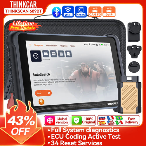 THINKCAR THINKSCAN 689BT CANFD DOIP OBD2 Diagnostic Tool 34 Reset Car Scanner Full System ECU Coding Bi-Directional Control Scan