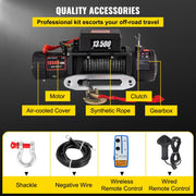 Load image into Gallery viewer, VEVOR 13500LBS Electric Truck Winch12v Electric Winch ATV Synthetic Rope with Remote Control for 4X4 Car Trailer ATV Truck
