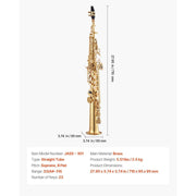 Bild in Galerie-Viewer laden, SucceBuy Straight Soprano Brass Saxophone B Flat 23 Keys, Mouthpiece, Cleaning Cloth Rod, Gloves, Neck Strap, kit for Beginners
