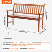 Charger l'image dans la visionneuse de galerie, Outdoor Bench Wooden Metal Garden Bench for Outdoors 480 lbs Load Capacity Bench Outdoor Garden Park Bench
