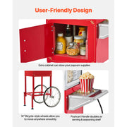 Load image into Gallery viewer, Amocart Popcorn Machine with Cart Stainless Steel Kettle Popcorn Maker with 2-Button Control Glass Wall PC Door 1 Scoop 3 Spoon
