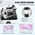 SucceBuy Compound Trinocular Microscope 40X-2500/40X-5000X Magnification Lab Microscope w/ LED Illumination & External Interface