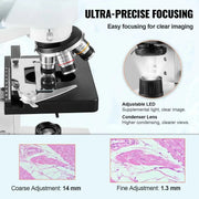 Load image into Gallery viewer, SucceBuy Compound Trinocular Microscope 40X-2500/40X-5000X Magnification Lab Microscope w/ LED Illumination &amp; External Interface
