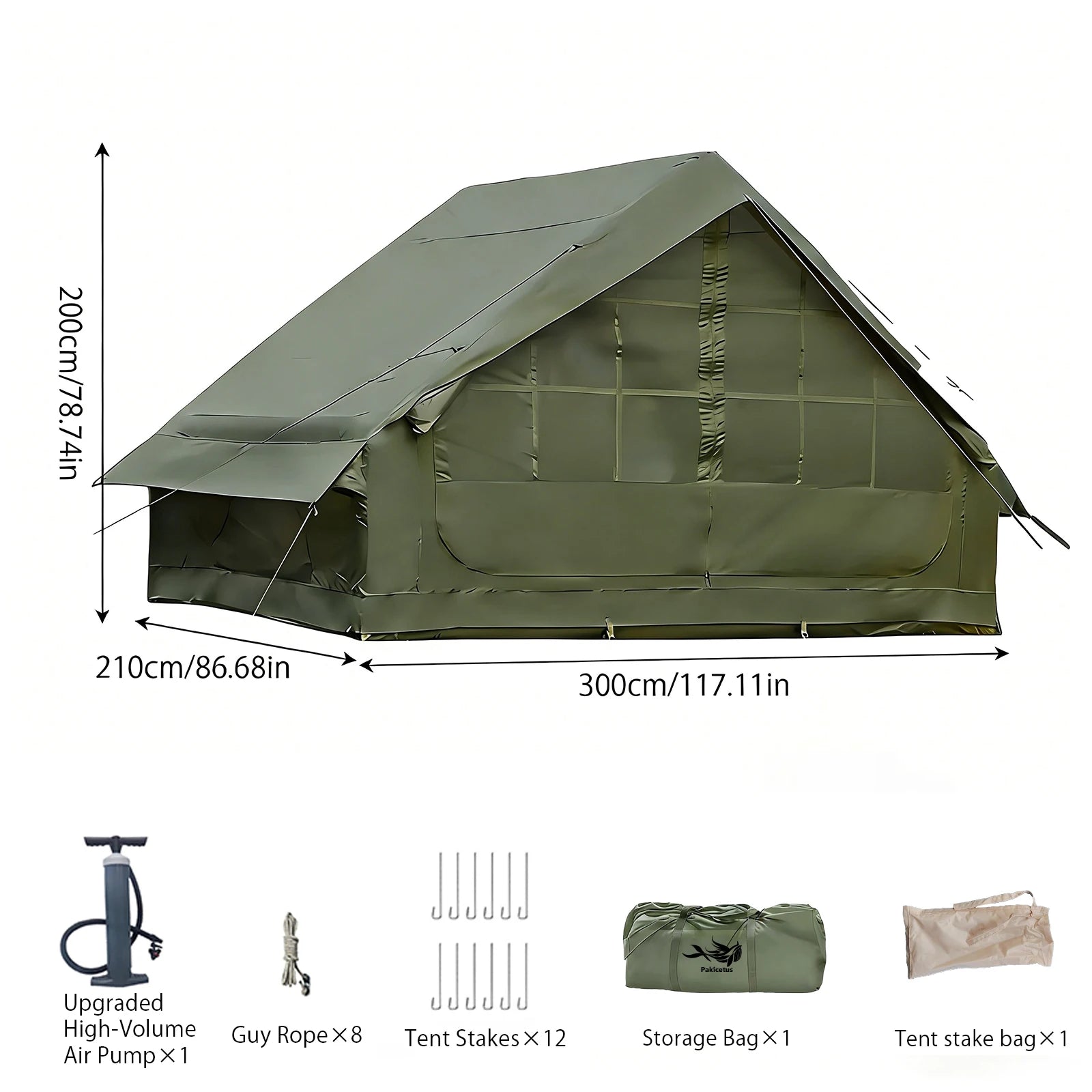 PAKICETUS Inflatable camping tent 4-8 people with windows portable water-resistant camping tent  Four season tents