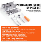 SucceBuy 6-Point Socket Opening 54 Pieces Tool Set SAE and Metric Standard Sockets with Storage Case for industrial or home use