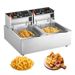 Amocart 12L Electric Deep Fryer w/Dual Removable Tanks Commercial Countertop  Fryer for Chicken French Fries Frying Chips