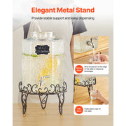 Load image into Gallery viewer, SucceBuy Beverage Dispenser 2.5Gallon Drink Dispensers Glass Juice Dispenser with Metal Stand Stainless Steel Spigot for Parties - AMOCART

