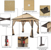 Load image into Gallery viewer, Gazebo 3.3x3.3m Waterproof Stable Pop Up Folding Gazebo, Adjustable Garden Gazebo with 4 Mosquito Net Side Panels &amp; Double Roof
