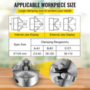 Load image into Gallery viewer, SucceBuy K72-125 Lathe Chuck 5 Inch 4-Jaw Independent Reversible Jaw Metal Lathe Chuck Turning Machine Accessories, Lathes Use - AMOCART
