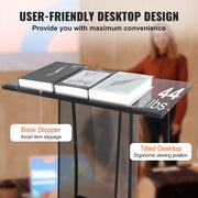 Load image into Gallery viewer, SucceBuy 47" Acrylic Podium Stand Floor-Standing Clear Pulpit Acrylic Desktop Lecterns w/ Storage Shelf for Church Office School
