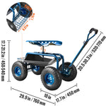 Amocart Garden Cart Rolling Workseat with Wheels Gardening Stool for Planting 360Degree Swivel Seat Wagon Scooter with Steering