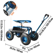 Load image into Gallery viewer, Amocart Garden Cart Rolling Workseat with Wheels Gardening Stool for Planting 360Degree Swivel Seat Wagon Scooter with Steering
