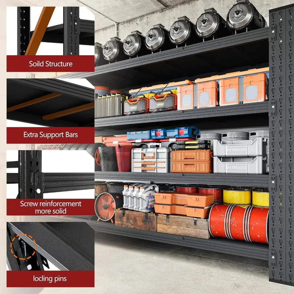 5000LBS Storage Shelves,71" W Garage Shelving Heavy Duty Metal Adjustable Garage Shelves, Shelving Units Industrial, Customized
