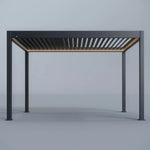 Customized Waterproof Sunshade Glass Sliding Outdoor Pergola Aluminum Motorized Louvered Pergola with Motorized Roof