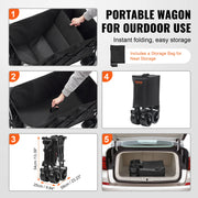 Load image into Gallery viewer, SucceBuy Collapsible Folding Wagon Beach Wagon Cart with All-Terrain Wheels Drink Holders Sports Wagon for Camping Shopping - AMOCART
