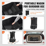 Load image into Gallery viewer, Amocart Collapsible Folding Wagon Beach Wagon Cart with All-Terrain Wheels Drink Holders Sports Wagon for Camping Shopping
