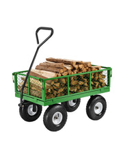 Load image into Gallery viewer, SucceBuy Steel Garden Cart on Wheels Heavy Duty Garden Wagon Cart Pullable Metal Yard Wagon Carts with 180°Rotating Handle - AMOCART
