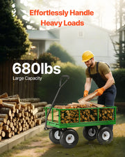 Load image into Gallery viewer, SucceBuy Steel Garden Cart on Wheels Heavy Duty Garden Wagon Cart Pullable Metal Yard Wagon Carts with 180°Rotating Handle - AMOCART
