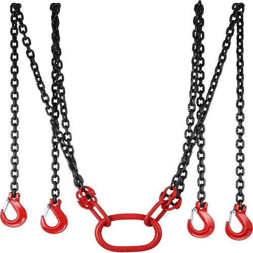 Amocart Lifting Chain Sling Lifts 5Tonne 1.5M 3M 4M X 5/16 Inch Heavy Duty With 4 Legs Grade Hooks and Adjuster G80 Alloy Steel