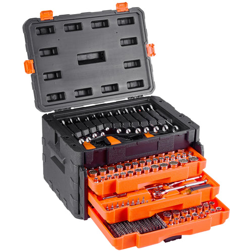 SucceBuy Mechanics Tool Set Socket Set 450 Pcs Deep and Standard Sockets SAE Metric Mechanic Tool Kit Accessories Storage Case