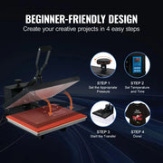 Load image into Gallery viewer, SucceBuy Heat Press Machine 15"x15"/ 16"x20" /16"x24" Sublimation Printer Manual Clamshell Transfer on DIY T-shirt Pillow
