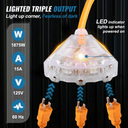 Load image into Gallery viewer, SucceBuy Retractable Extension Cord Reel 45 FT / 65 FT with Lighted Triple Tap Outlet 180° Swivel Bracket Heavy Duty Power Cord
