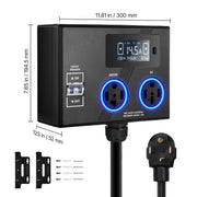 Bild in Galerie-Viewer laden, SucceBuy Smart Power Distribution for Dryer and EV, 3-Color LED Indicator, With NEMA 14-30 Plug, NEMA 14-30 &amp; NEMA 14-50 Outlets
