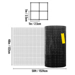 Amocart Welded Wire Fence Vinyl Coated Chicken Rabbit Mesh 1"x1" 16 Gauge 24"x50'/24"x100'/36"x50' Black Hardware Cloth & Mesh