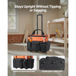 Amocart 110 lbs Rolling Tool Bag 27 Pockets Roller Tool Bag on Wheels with Adjustable Telescoping Handle for Construction Tools