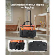 Charger l'image dans la visionneuse de galerie, SucceBuy 110 lbs Rolling Tool Bag 27 Pockets Roller Tool Bag on Wheels with Adjustable Telescoping Handle for Construction Tools

