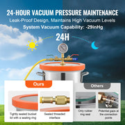 Load image into Gallery viewer, SucceBuy 3/5 Gal Upgraded Tempered Glass Lid Vacuum Degassing Chamber 304 Stainless Steel for Stabilizing Wood, Resin Degassing
