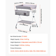 Load image into Gallery viewer, SucceBuy Baby Changing Table Foldable Diaper Change Station with 2 Fabric Drawers Side Basket &amp; Hanging Rod Adjustable Height
