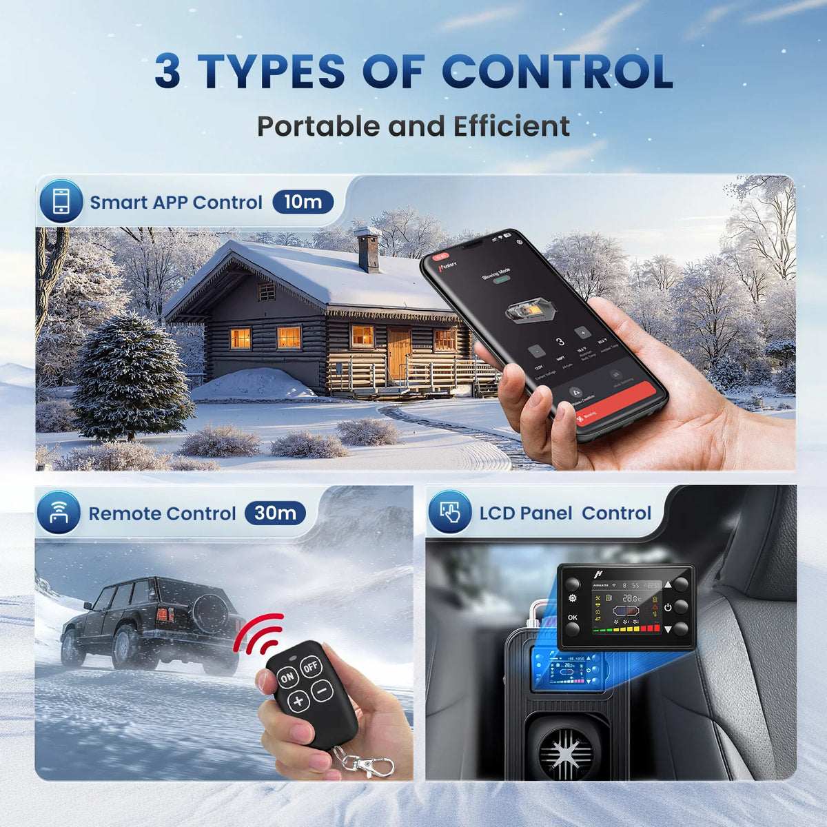 Hcalory HC2-S Diesel Air Heater 8KW 3.5L Built-in Tank Bluetooth Remote Thermostat DC12V/24V AC110-130V Portable Heating Unit for Camping Vehicle Amocart