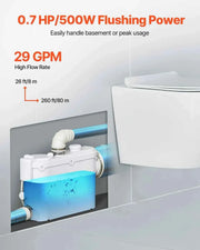 Load image into Gallery viewer, Amocart Macerator Pump 500W 29GPM Flow 26ft/8 m Head Wall-Hung Toilet Pump, 4 Water Inlets Waste Water Disposal Upflush Machine
