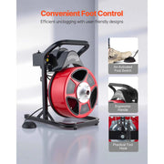 Load image into Gallery viewer, Amocart Drain Cleaner Machine 50 FT x 1/2 Inch Manual Feed Sewer Snake Auger with Air-Activated Foot Switch for 2" to 6" Pipes
