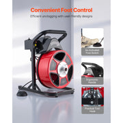 Load image into Gallery viewer, Amocart Drain Cleaner Machine 50 FT x 1/2 Inch Manual Feed Sewer Snake Auger with Air-Activated Foot Switch for 2" to 6" Pipes
