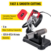 Load image into Gallery viewer, SucceBuy Portable BandSaw 5Inch Cutting Capacity Cordless Variable Speed 10Amp Motor Deep Cut Bandsaw for Metal Wood Pipes Rebar
