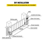 Amocart Electric Sliding Gate Opener with 2 Remote Controls Gate Operator Hardware Heavy Duty Track Driveway Motor for Security