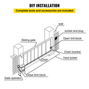 Load image into Gallery viewer, SucceBuy Electric Sliding Gate Opener with 2 Remote Controls Gate Operator Hardware Heavy Duty Track Driveway Motor for Security

