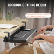 Charger l'image dans la visionneuse de galerie, Amocart 26.8in Under Desk Keyboard Tray Slide in/out Ergonomic Universal Keyboard Tray No-Drilling C-Clamps Easy to Install
