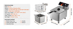 Amocart Commercial Deep Fryer Electric Countertop Fryer with Basket Stainless Steel Single Oil Fryer with Time & Temp Control