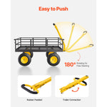 SucceBuy 1200Lbs Steel Garden Cart 2 in 1 Outdoor Metal Utility Wagon Yard Trailer w/ 13" All Terrain Tires Mesh Removable Sides