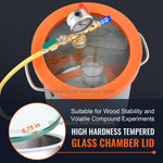 Amocart 3/5 Gal Upgraded Tempered Glass Lid Vacuum Degassing Chamber 304 Stainless Steel for Stabilizing Wood, Resin Degassing