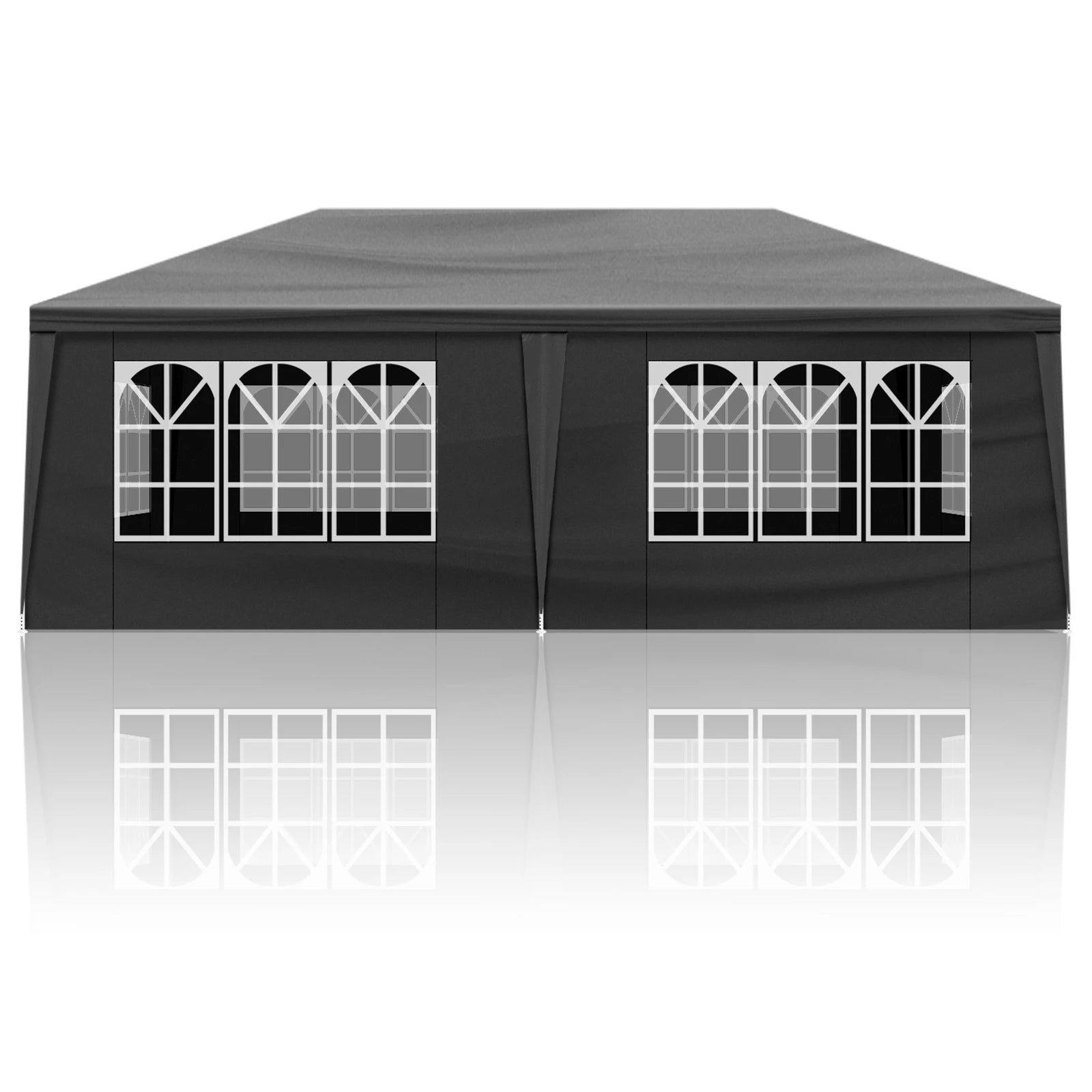 10x20ft Black Pop Up Canopy Tent, 6 Removable Sidewalls with 2 Doors 4 Windows, PE Fabric Heavy Duty Outdoor Gazebo with Powder-Coated Steel Frame for Party Wedding Event